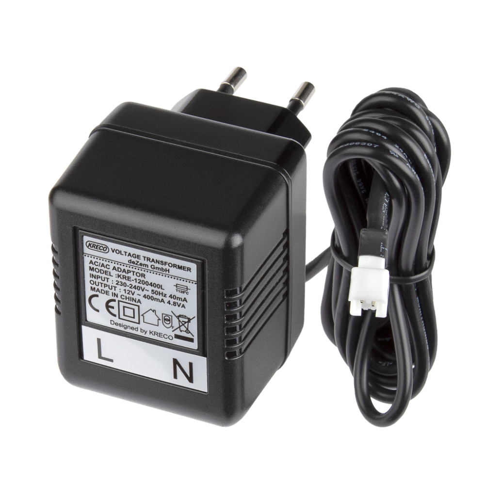 VOLTAGE CONVERTER SCHUKO PLUG 230/12VAC (JST PLUG OUTPUT)